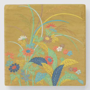 Vintage Japanse Bloem Wilde Bloem G.A. Audsley Stenen Onderzetter