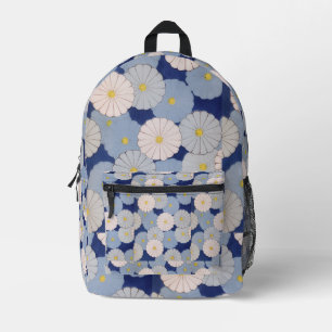 Vintage Japanse Bloem   Zachte Blauwe Indigo Bedrukte Rugzak