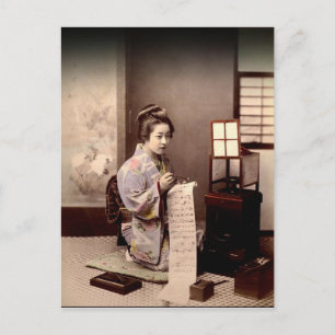 Vintage Japanse Geisha - Briefschrijver Briefkaart