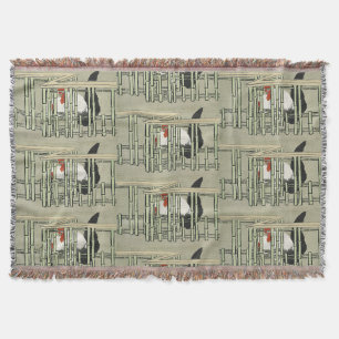 Vintage Japanse Haan achter Bamboehek Kunst Deken