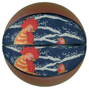 Vintage Japanse Haan Kip Draak Kunst Basketbal