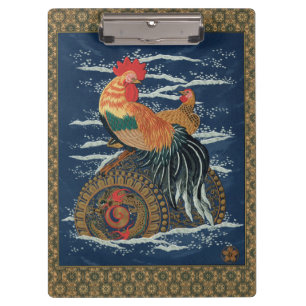 Vintage Japanse Haan Kip Draak Kunst Klembord