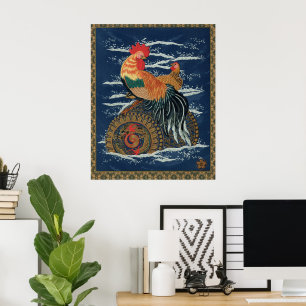 Vintage Japanse Haan Kip Draak Kunst Poster