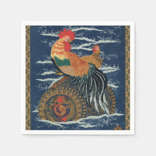 Vintage Japanse Haan Kip Draak Kunst Servet