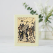 Vintage Japanse houtsnede Briefkaart (Staand voorkant)