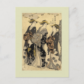 Vintage Japanse houtsnede Briefkaart