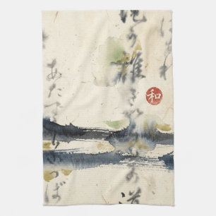 Vintage Japanse kalligrafiekunst (11) Theedoek