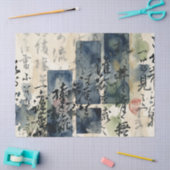 Vintage Japanse kalligrafiekunst (4) Tissuepapier (Craft)