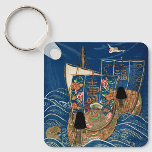 Vintage Japanse Lucky Treasure Ship G.A. Audsley Sleutelhanger