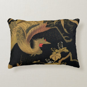 Vintage Japanse Phoenix Gold Black Bird Accent Kussen