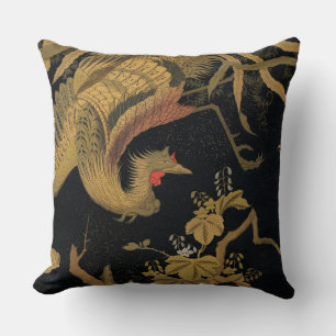 Vintage Japanse Phoenix Gold Black Bird Kussen