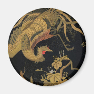 Vintage Japanse Phoenix Gold Black Bird Magneet