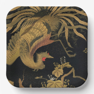 Vintage Japanse Phoenix Gold Black Bird Papieren Bordje