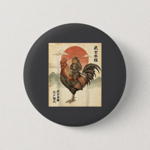 Vintage Japanse Samurai Capybara Haan Kip Ronde Button 5,7 Cm