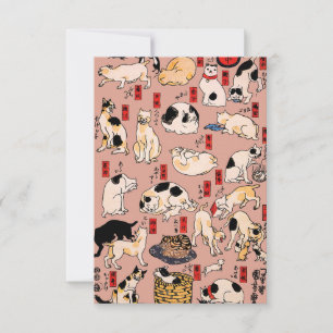 Vintage Japanse Ukiyo-e kattenpatroon: Kuniyoshi Bedankkaart