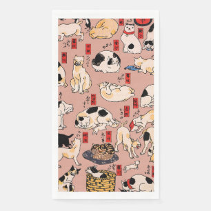 Vintage Japanse Ukiyo-e kattenpatroon: Kuniyoshi Servet