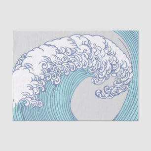 Vintage Japanse Ukiyo-e Surf Golf Kunst Blauwe Kus Tissuepapier