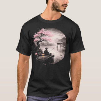 Vintage Japanse Visser Kersenbloesem Zen T-shirt