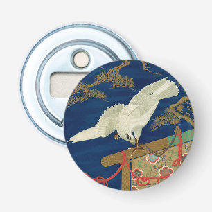 Vintage Japanse Witte Havik Kunst G.A. Audsley Button Flesopener