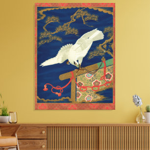 Vintage Japanse Witte Havik Kunst G.A. Audsley Canvas Afdruk