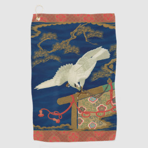 Vintage Japanse Witte Havik Kunst G.A. Audsley Golfhanddoek