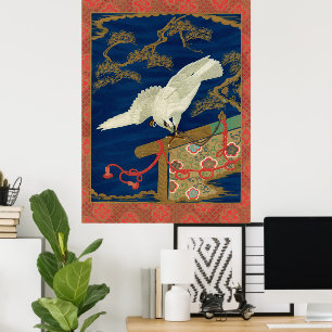 Vintage Japanse Witte Havik Kunst G.A. Audsley Poster