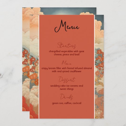 Vintage japonais art mariage menu (Devant / Derrière)