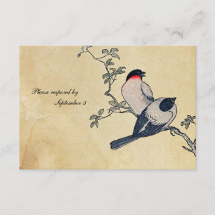 Vintage Japonais Finche rsvp avec enveloppes