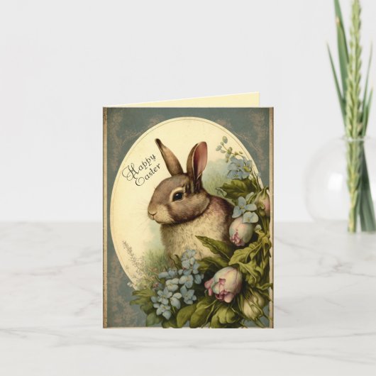 Vintage Jardin Pâques Bunny Carte de voeux (Devant)