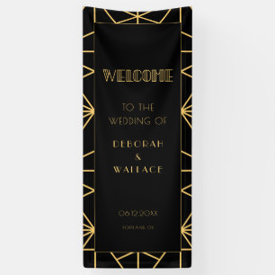 Vintage jaren 20 Art Deco Welkom op onze bruiloft Spandoek