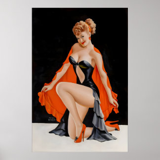 Vintage jaren 40 Pin Up Girl Poster & Canvas Littl
