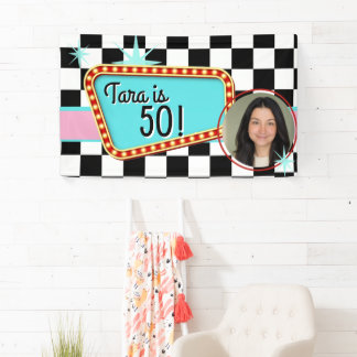 Vintage jaren 50 diner Sock Hop verjaardagsfoto Spandoek