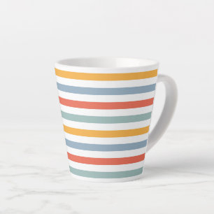 Vintage jaren 70 geïnspireerde multi-kleur gestree latte mok
