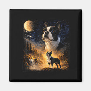 Vintage jaren 90 Boston Terrier Huilt naar de Maan Magneet