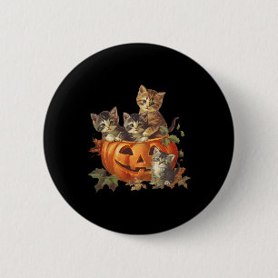 Vintage jaren 90 Cat Retro Pompoen Kittens Hallowe Ronde Button 5,7 Cm