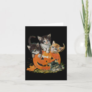 Vintage jaren 90 Kattenpompoen Halloween Retro Blo Kaart