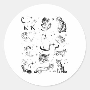 Vintage jaren '90 Tattoo Cat _1 Ronde Sticker