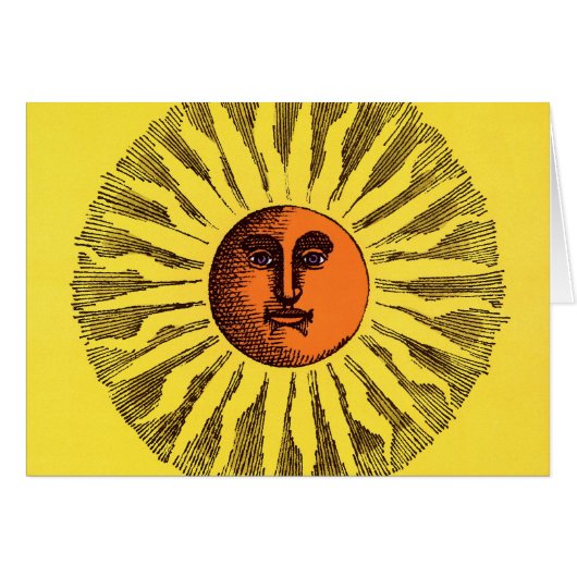 Vintage jaune céleste souriant Joyeux soleil hippi (Devant horizontal)