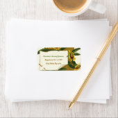 Vintage jaune fleurs d'hélium mariage étiquette (En situation)