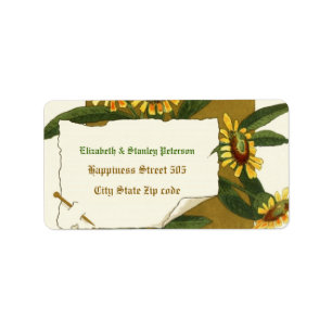 Vintage jaune fleurs d'hélium mariage étiquette