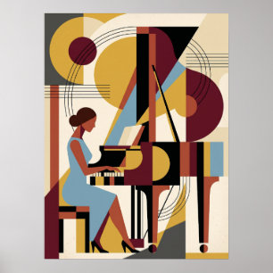 Vintage Jazz Art Deco Muziekaffiche Poster