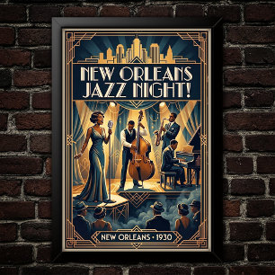 Vintage Jazz jaren 30 kunstposter Poster