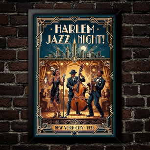 Vintage Jazz jaren 30 kunstposter Poster