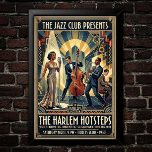 Vintage Jazz jaren 30 kunstposter Poster