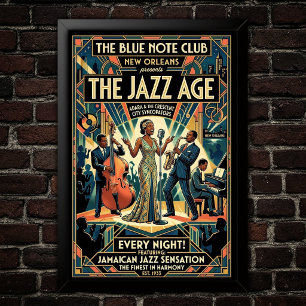 Vintage Jazz jaren 30 kunstposter Poster