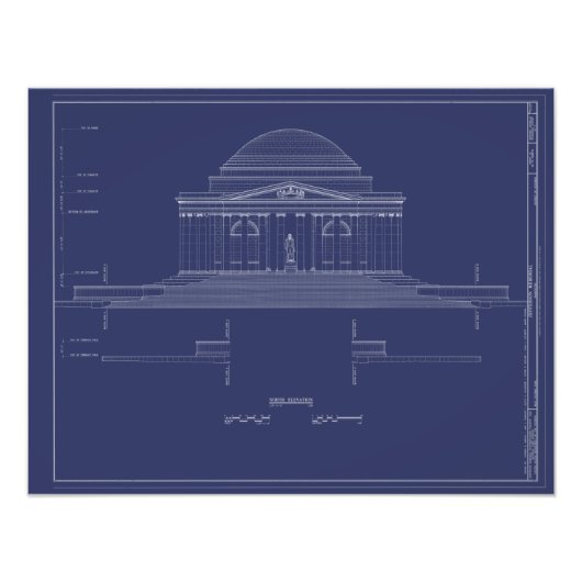 Vintage Jefferson Monument Blueprints Poster (Voorkant)