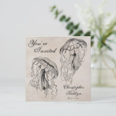 Vintage Jellyfish Beach Wedding Invitation (Debout devant)