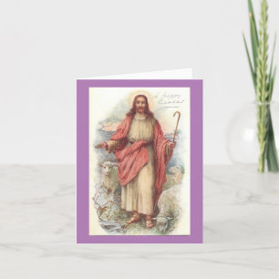 Vintage Jésus Avec Carte Mouton