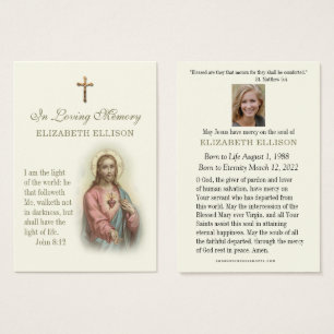 Vintage Jésus Écriture Funéraire Carte de prière