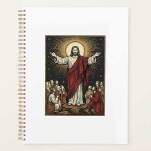 Vintage Jésus Gloire Radieuse Gravure Chrétienne D